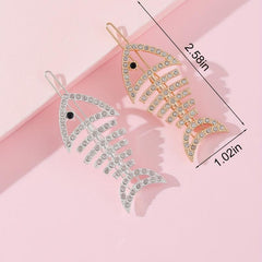 2pcs Rhinestone Fish Bone Hair Clip Alloy Hair Clip For Side Hair