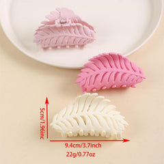 3pcs Frosted Leaf Shaped Hair Claw Resin Nonslip Ponytail Holder