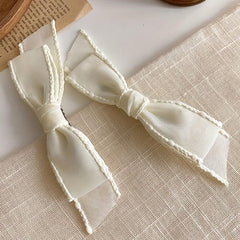 Beige Bow Hair Clip Fabric Bowknot Hair Clip