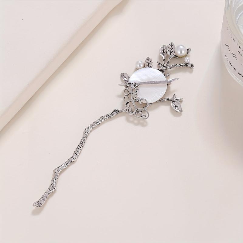 Moon Hairpin Chinese Style Faux Pearl Hair Stick Cheongsam Accessories