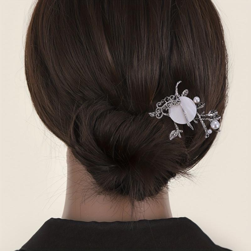 Moon Hairpin Chinese Style Faux Pearl Hair Stick Cheongsam Accessories