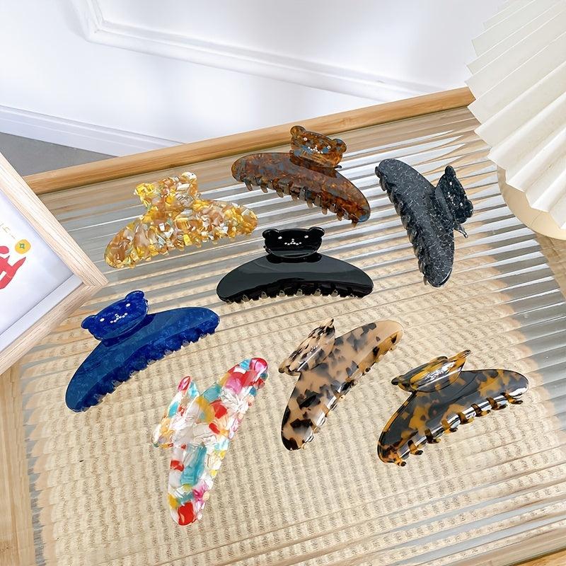 Acetate Rhinestone Bear Hair Claw Clip All match Hairpin Hair Accessories