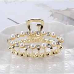 Faux Pearl Rhinestone Metal Hair Claw Clip Strong Hold Grip Jaw Clip