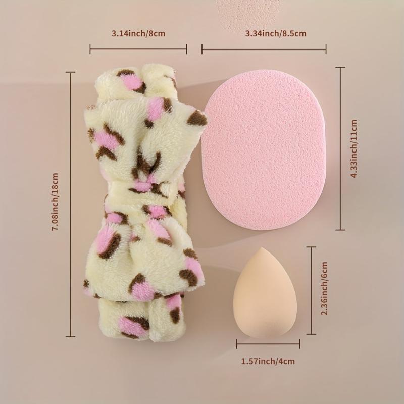 Soft Reusable Makeup Tool Set with Headband, Face Washing Puff, Makeup Sponge