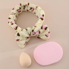 Soft Reusable Makeup Tool Set with Headband, Face Washing Puff, Makeup Sponge
