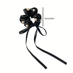 Faux Pearl Scrunchie Hair Tie Solid Hair Rope Head Jewelry