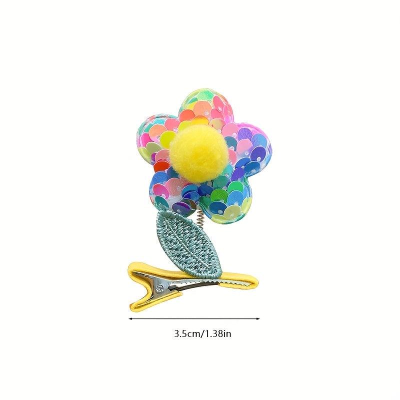 Sequin Flower Hair Clip Baby Girls Hair Clip With Coli Spring Duck Billed Clip