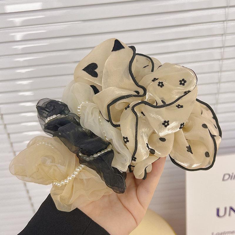 Daisy Floral Mesh Scrunchies Hair Tie Rubber Band Hair Rope