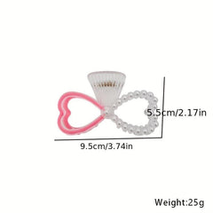 Faux Pearl Hair Claw Hollow Bow Shaped Ponytail Holder