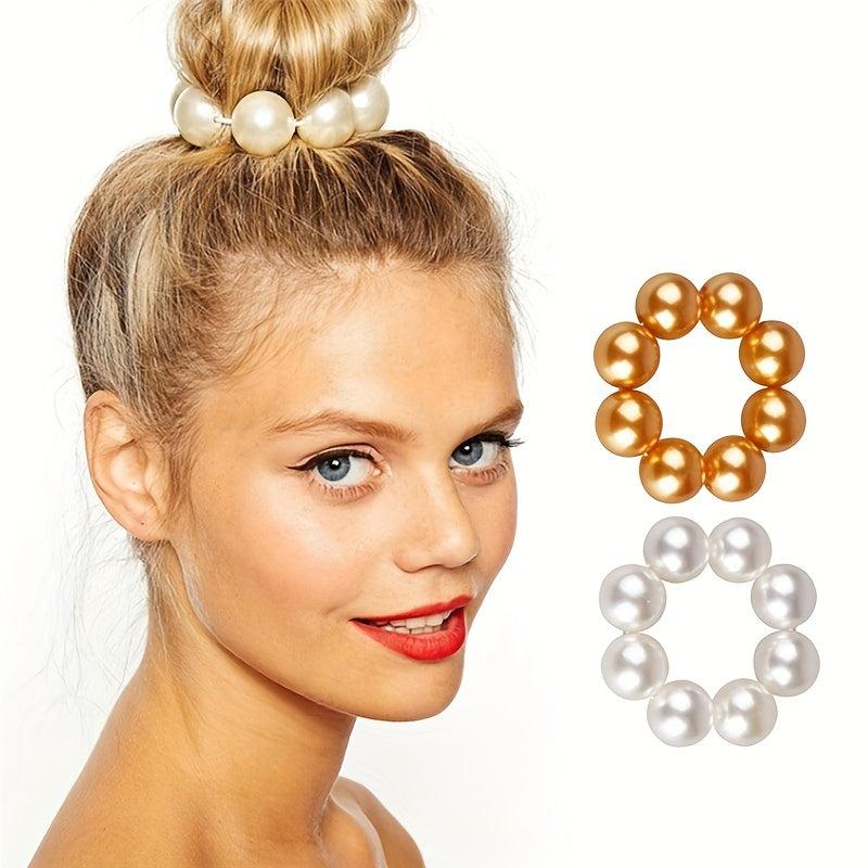 Faux Pearl Hair Tie Ponytail Rope Head Jewelry for Women
