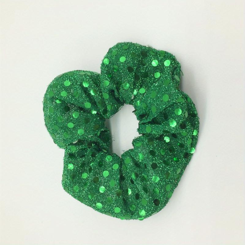 Large Green Sequin Scrunchie Hair Tie Ponytail Holder