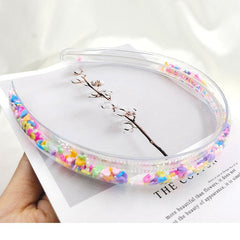 Clear Frame Headband Block Bead Decor Hair Hoop Plastic Hair Accessory