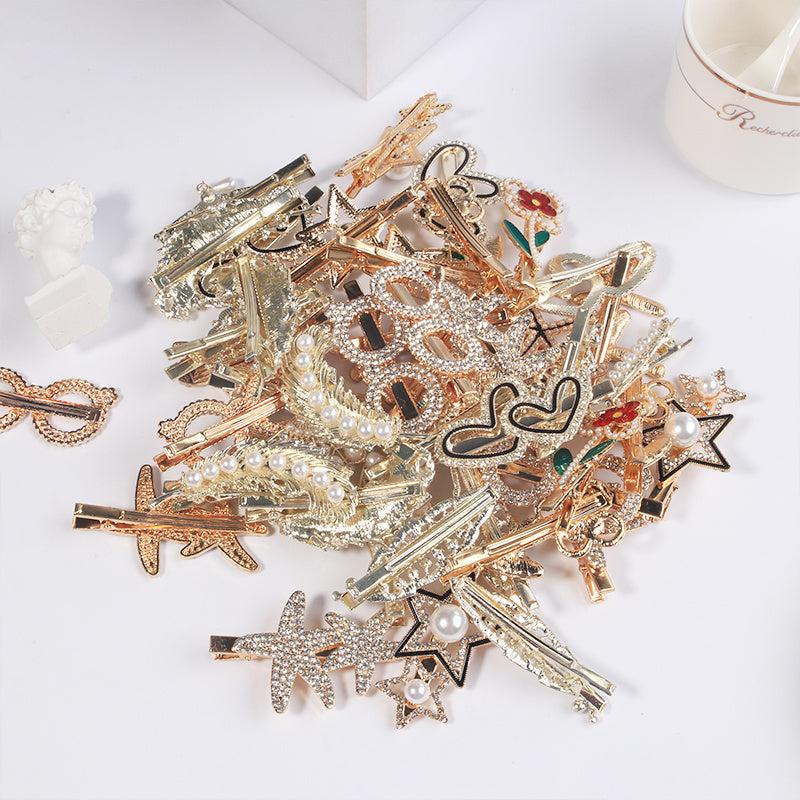 2pcs Pearl Hairpin Star Love Flower Hairpin Female Metal Hair Accessories