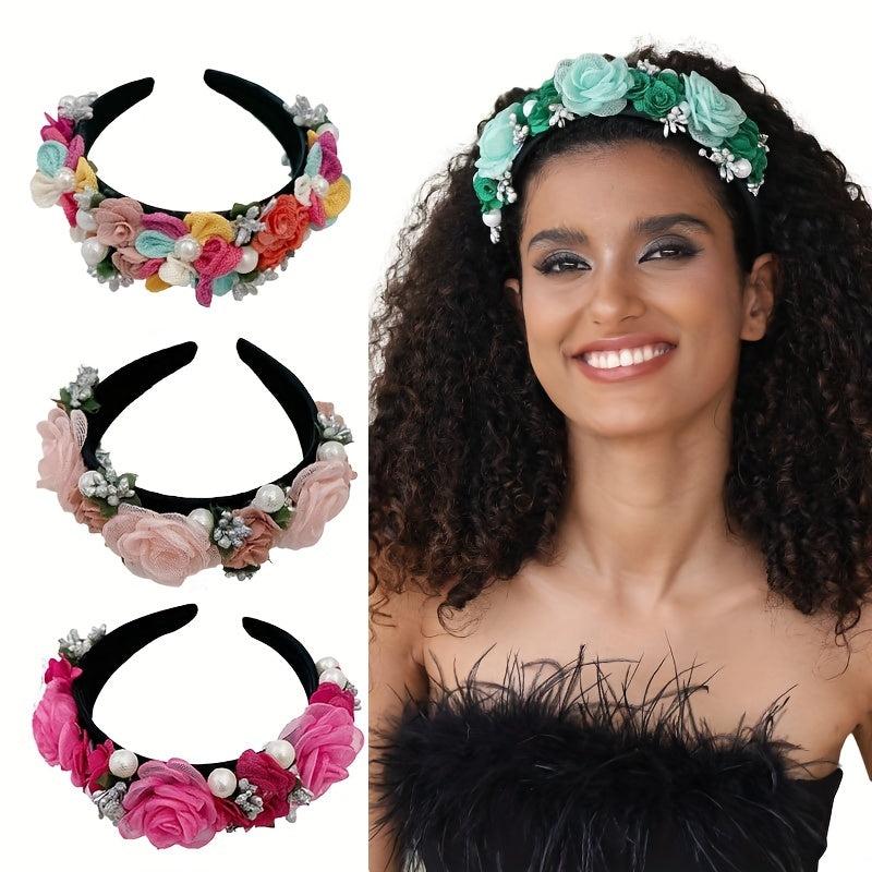 Flower Headband Hair Band For Women Girls Party Prom Props Hair Accessories