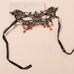 Lace Tassel Water Drop Pendant Prom Mask for Halloween Party