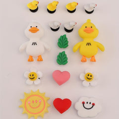 16pcs Cartoon Doll Shoe Buckle Resin Leaf Flower Charm Decoration
