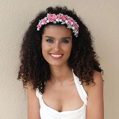 Pearl Decor Flower Headband Hair Band for Party Costume
