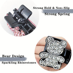 Y2K Colorful Rhinestone Bear Hair Claw Rectangle Hair Clow Clip For Women Girls