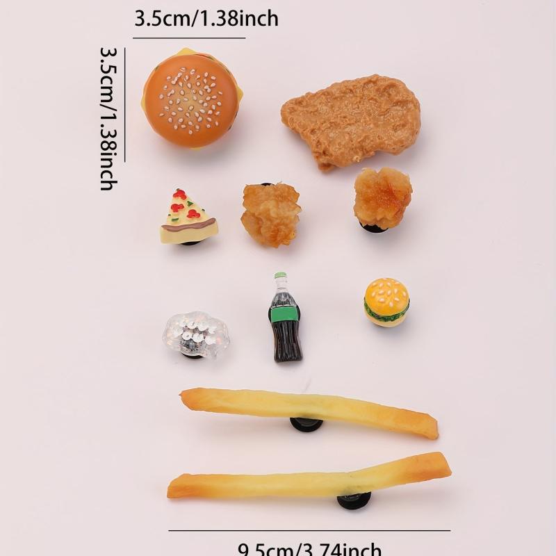10pcs Cartoon Food Shoe Charms Set Hamburger Chicken Fries DIY Pack Accessories