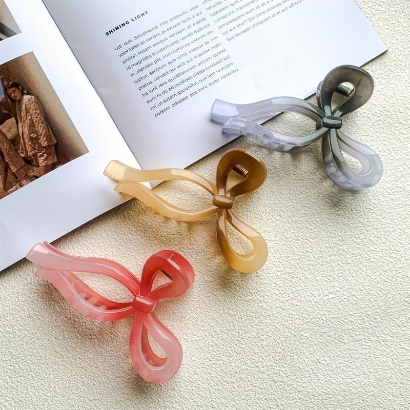 3pcs Gradient Hair Claw Sweet Nonslip Ponytail Holder Women Girls Hair Clip