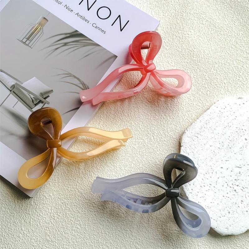 3pcs Gradient Hair Claw Sweet Nonslip Ponytail Holder Women Girls Hair Clip