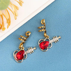 10pcs Guitar Shape Hair Beads Hair Ring Metal Hair Clip Hippie Style