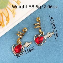 10pcs Guitar Shape Hair Beads Hair Ring Metal Hair Clip Hippie Style