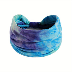 Boho Style Tie Dye Headband Wide Brim Hair Band Turban Yoga Sports Sweatband