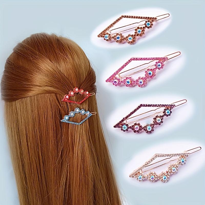 6pcs Rhinestone Hair Clip Alloy Hair Barrette Women Girls Hair Accessories