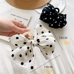 Polka Dot Printed Fabric Bow Hair Claw Female Hair Accessory