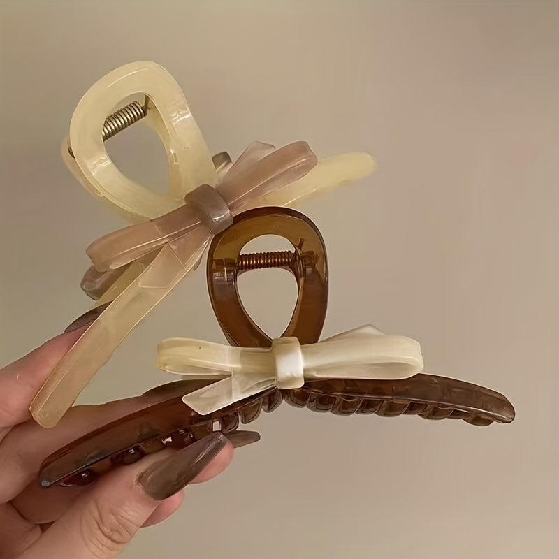 Vintage Bowknot Acrylic Hair Claw Ponytail Holder Hair Accessories