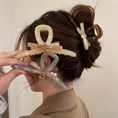 Vintage Bowknot Acrylic Hair Claw Ponytail Holder Hair Accessories