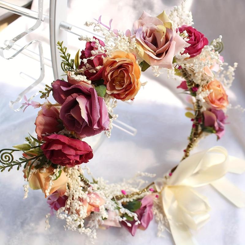 Wedding Wreath Flower Garland Hair Band For Women Bridal Accessory