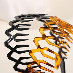 2pcs Wavy Long Tooth Wide Hairband Solid Tortoiseshell Non slip Headband