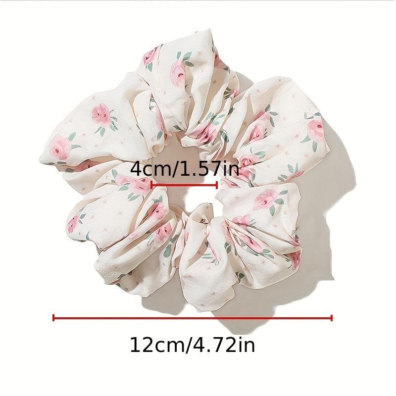 Large Floral Print Scrunchie Hair Tie Hair Rope Retro Hair Accessories