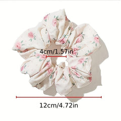 Large Floral Print Scrunchie Hair Tie Hair Rope Retro Hair Accessories