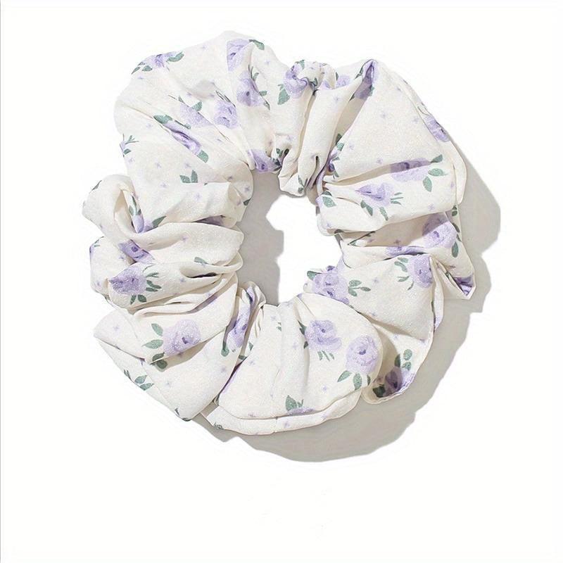 Large Floral Print Scrunchie Hair Tie Hair Rope Retro Hair Accessories