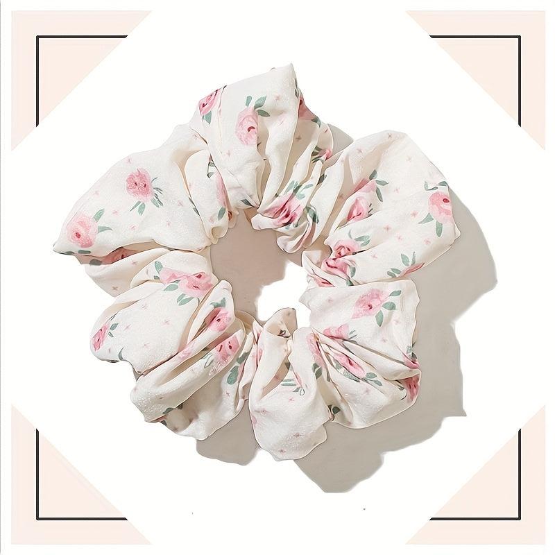 Large Floral Print Scrunchie Hair Tie Hair Rope Retro Hair Accessories