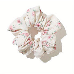 Large Floral Print Scrunchie Hair Tie Hair Rope Retro Hair Accessories