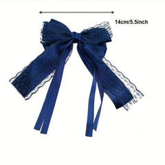 Lace Bow Hair Clips Scarf Barrette Non Slip Hair Decoration Costume Accessory