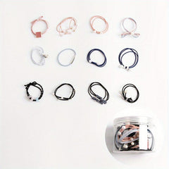 12 Pcs Girls Hair Tie Flower Faux Pearl Colorful Elastic Scrunchie Ponytail