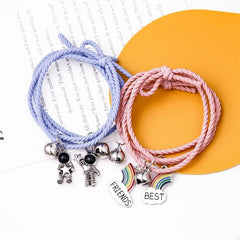 Astronauts Rainbow Pendant Hair Tie Couples Bracelet