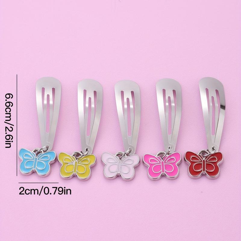 5pcs Flower Pendant Hair Clip Non Slip Hair Slides
