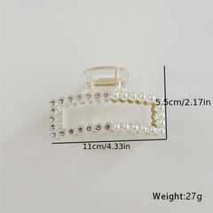 Rhinestone Faux Pearl Hair Claw for Women