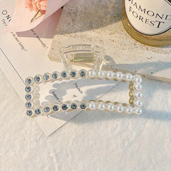 Rhinestone Faux Pearl Hair Claw for Women