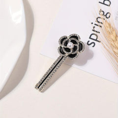 Camellia Decor Rhinestone Hair Clip for Women