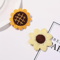 2pcs Baby Girls Sunflower Snap Clip Knitted Hair Clip for Toddlers