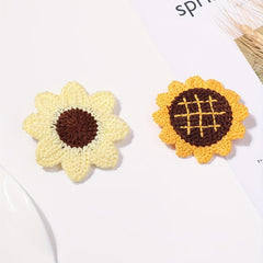 2pcs Baby Girls Sunflower Snap Clip Knitted Hair Clip for Toddlers