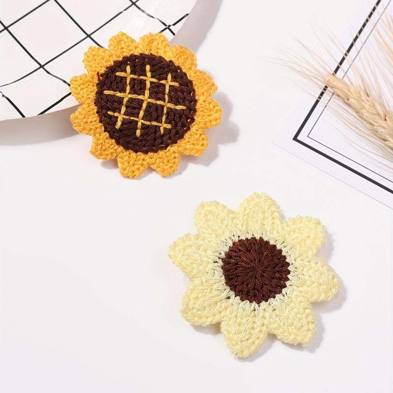 2pcs Baby Girls Sunflower Snap Clip Knitted Hair Clip for Toddlers