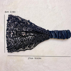 Floral Lace Hair Band Retro Wide Mesh Headdress Headwear Rhinestone Decor